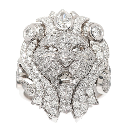Chanel 18K White Gold Diamond Sous le Signe du Lion Ring 54 6.75 1 of 6