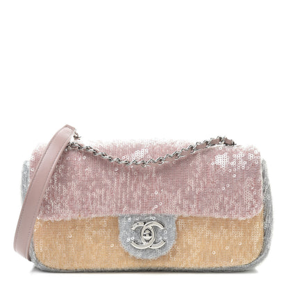 Chanel Sequin Mini Waterfall Flap Pink Blue Yellow 1 of 10