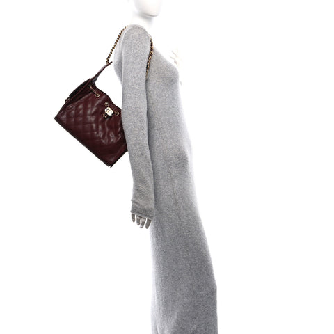 Caviar Quilted Small Chanel 25 Handbag Burgundy