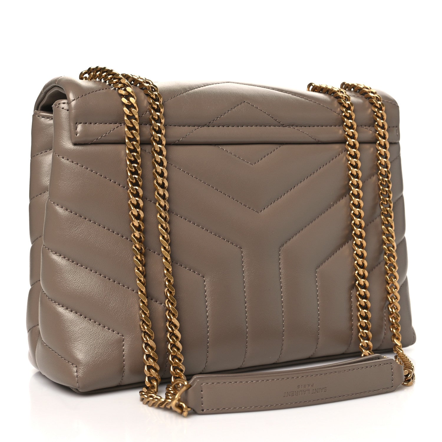 Saint Laurent Calfskin Y Quilted Monogram Small Loulou Chain Satchel Taupe 3 of 10