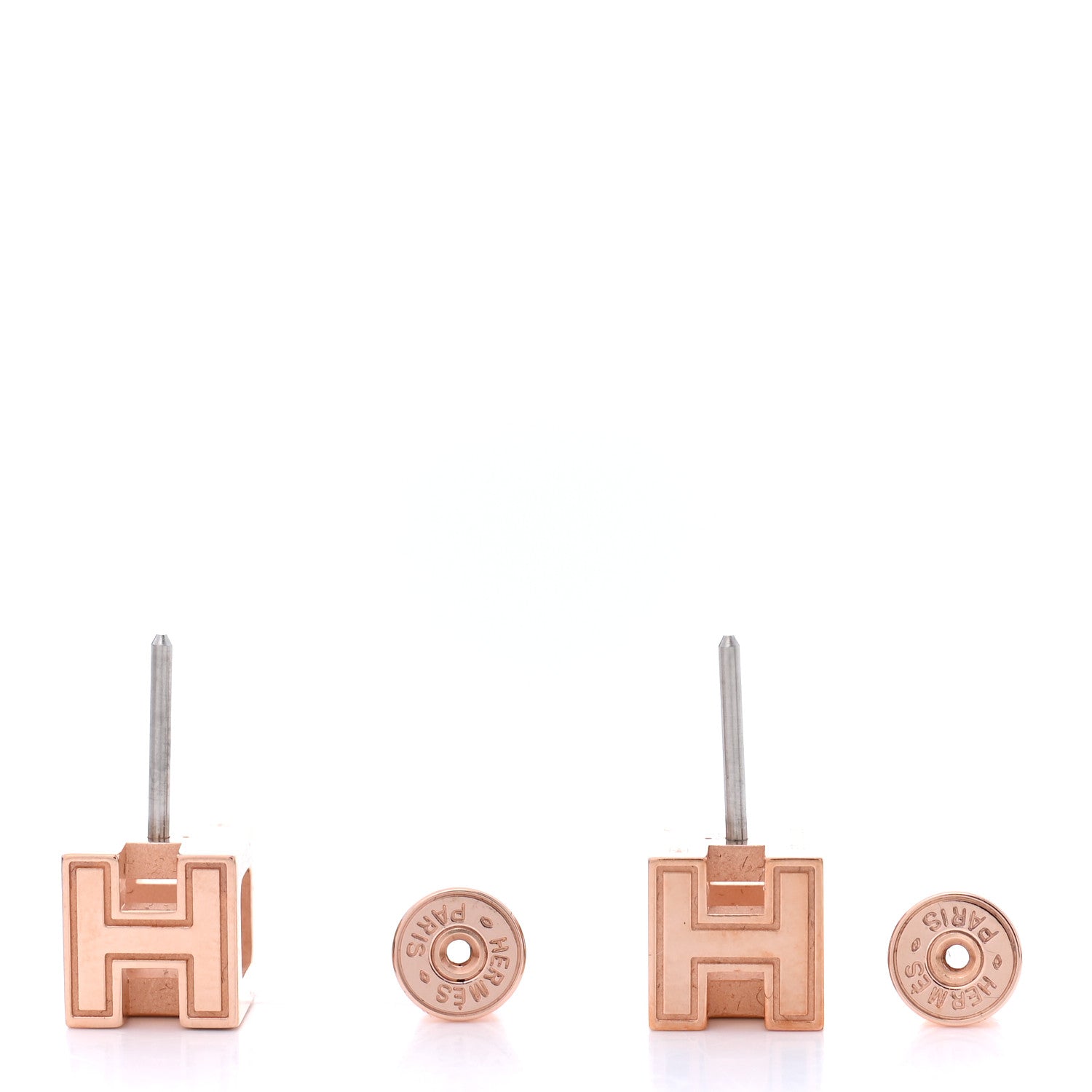 Hermes Rose Gold Lacquered Cage d'H Earrings Black 3 of 5