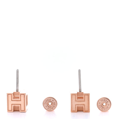 Hermes Rose Gold Lacquered Cage d'H Earrings Black 3 of 5