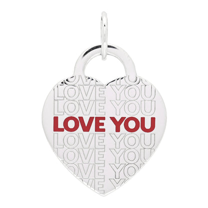 Tiffany Sterling Silver Enamel LOVE YOU Heart Charm Red 1 of 4