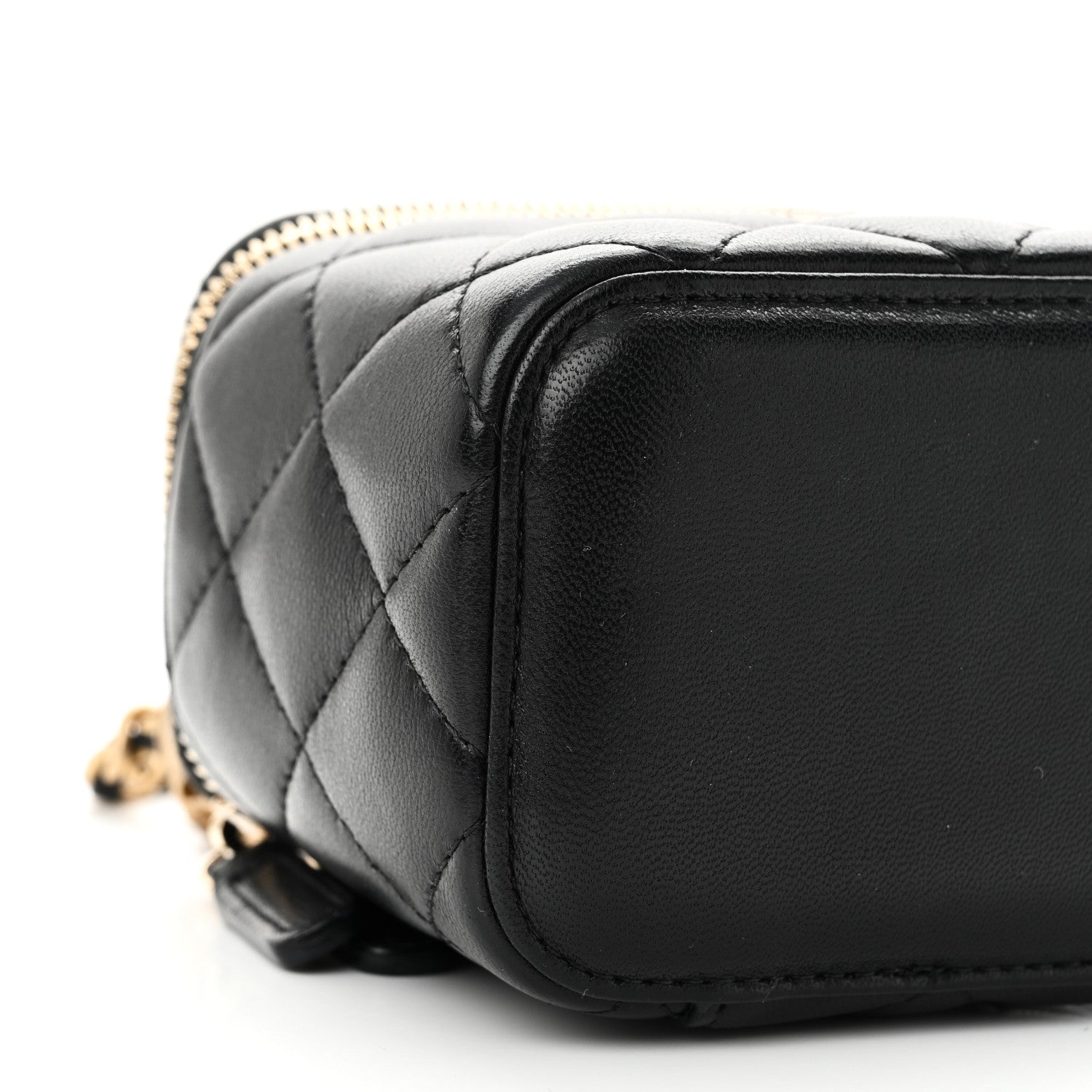 Chanel Lambskin Quilted Mini Pearl Crush Vanity Case With Chain Black 9 of 10