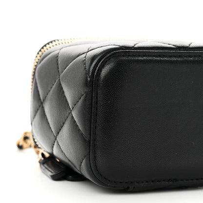Chanel Lambskin Quilted Mini Pearl Crush Vanity Case With Chain Black 9 of 10