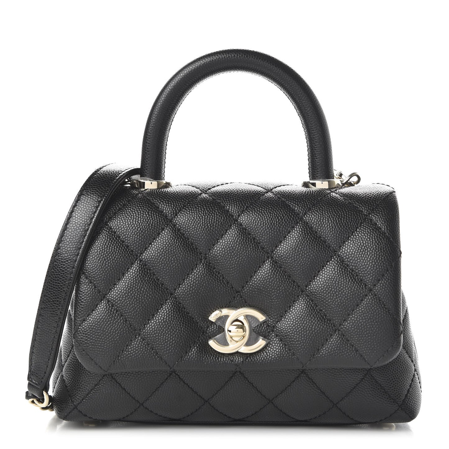 Caviar Quilted Extra Mini Coco Handle Flap Black