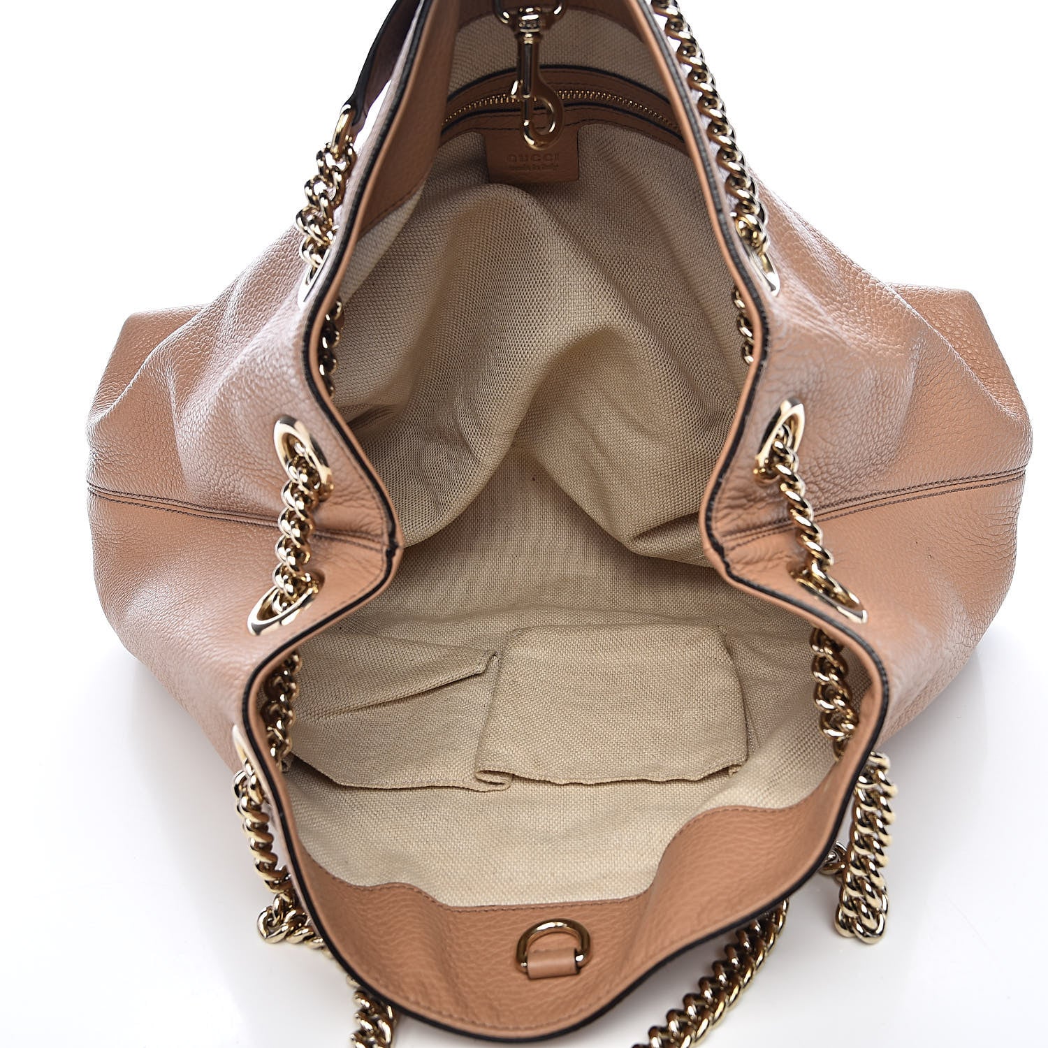 Gucci Pebbled Calfskin Medium Soho Chain Shoulder Bag Rose Beige 5 of 20