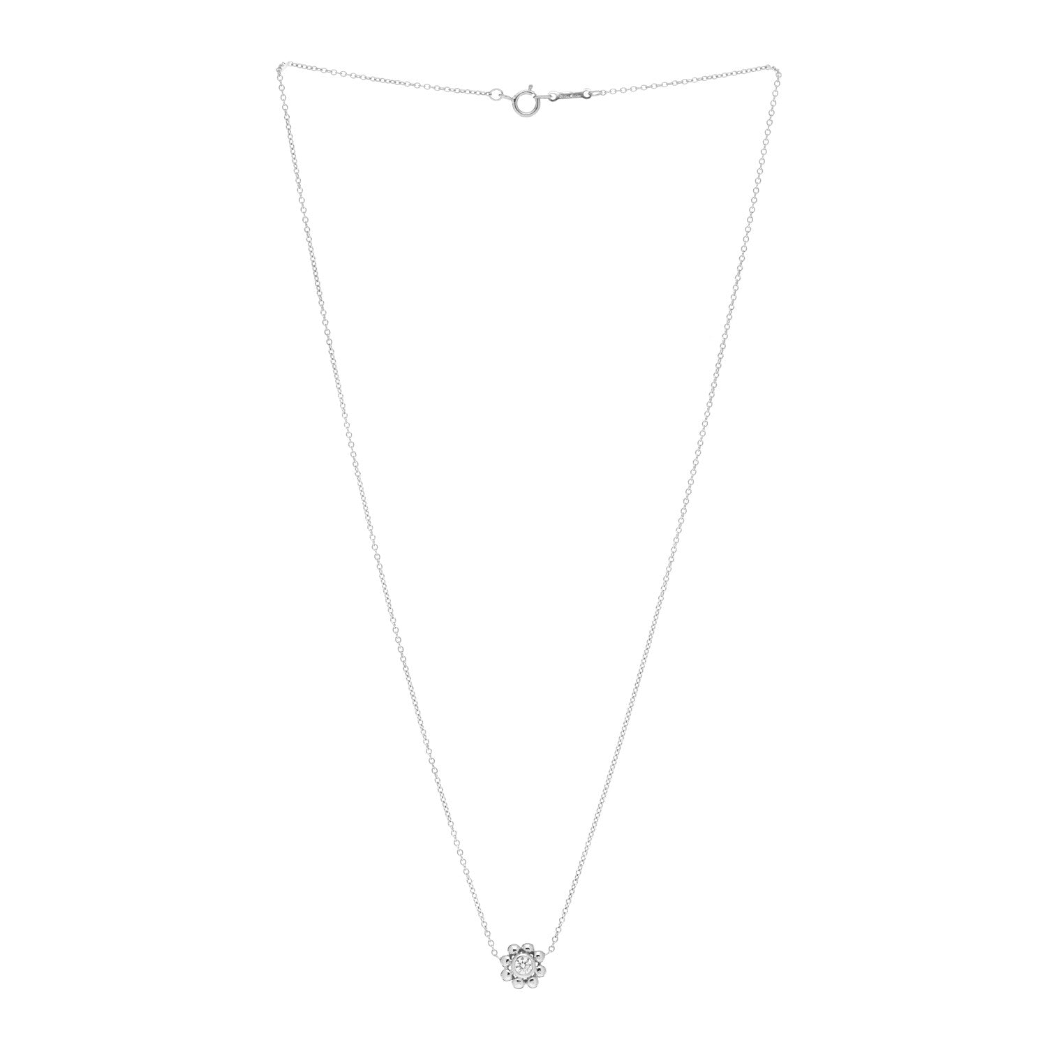 Tiffany 18K White Gold Diamond Paloma Picasso Jolie Flower Necklace 3 of 4