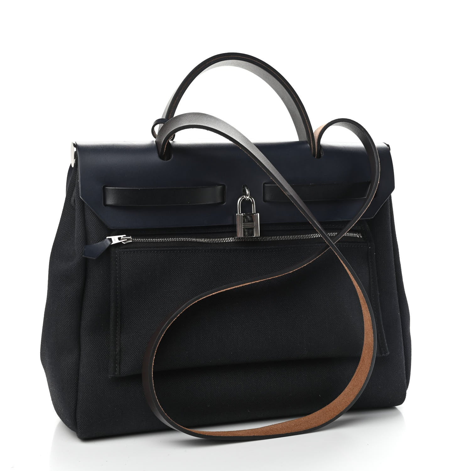 Hermes Military Toile Vache Hunter Herbag Zip Retourne 31 PM Blue Indigo 4 of 13