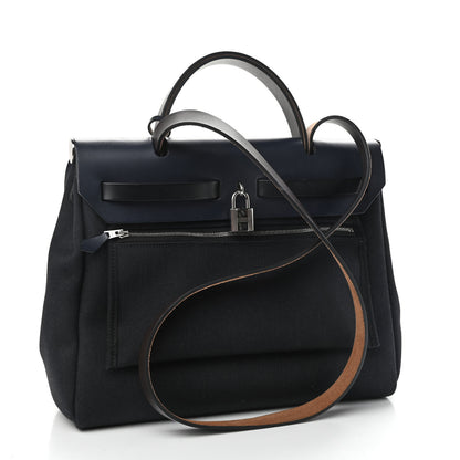 Hermes Military Toile Vache Hunter Herbag Zip Retourne 31 PM Blue Indigo 4 of 13