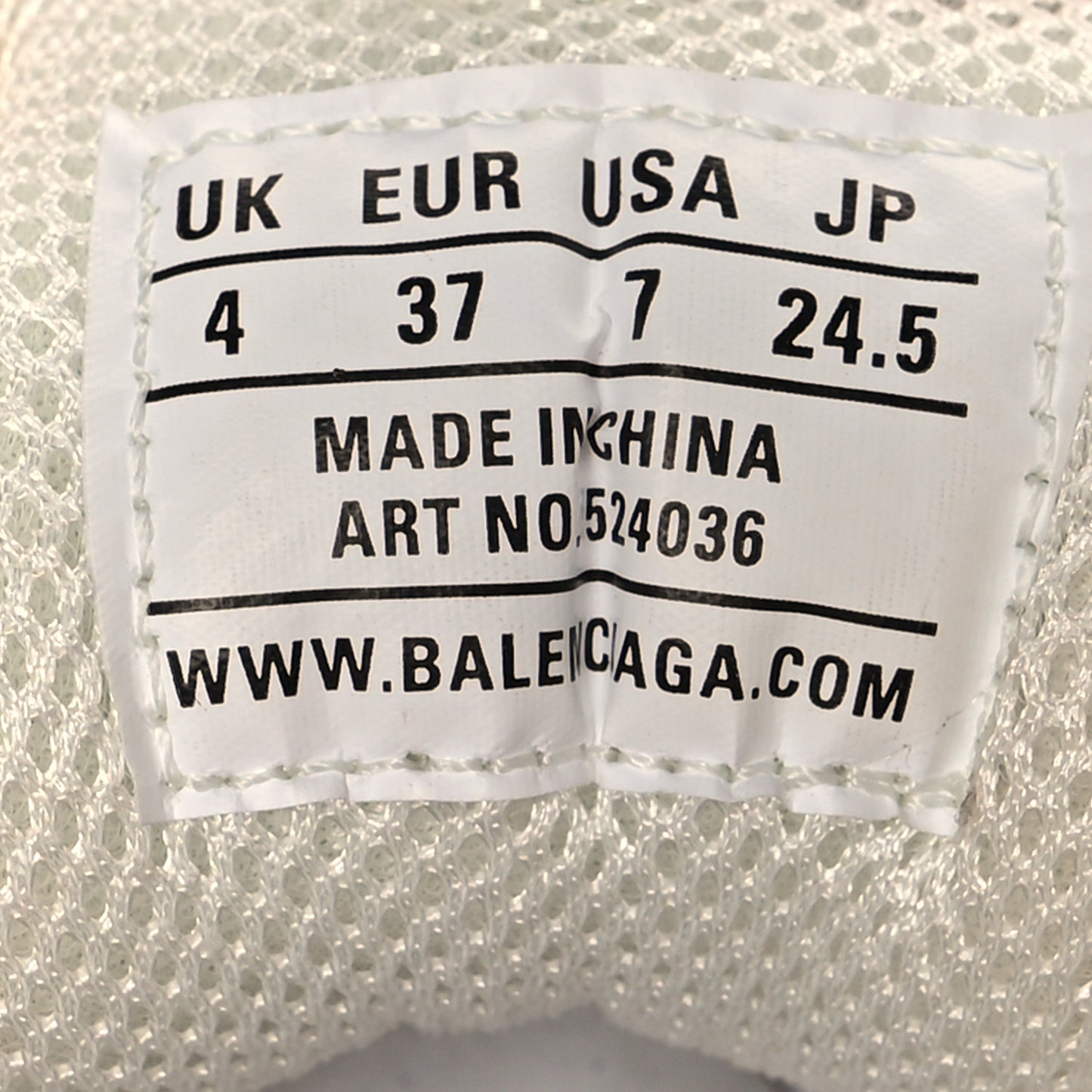 Fabric Mesh Womens Triple S Sneakers 37 White