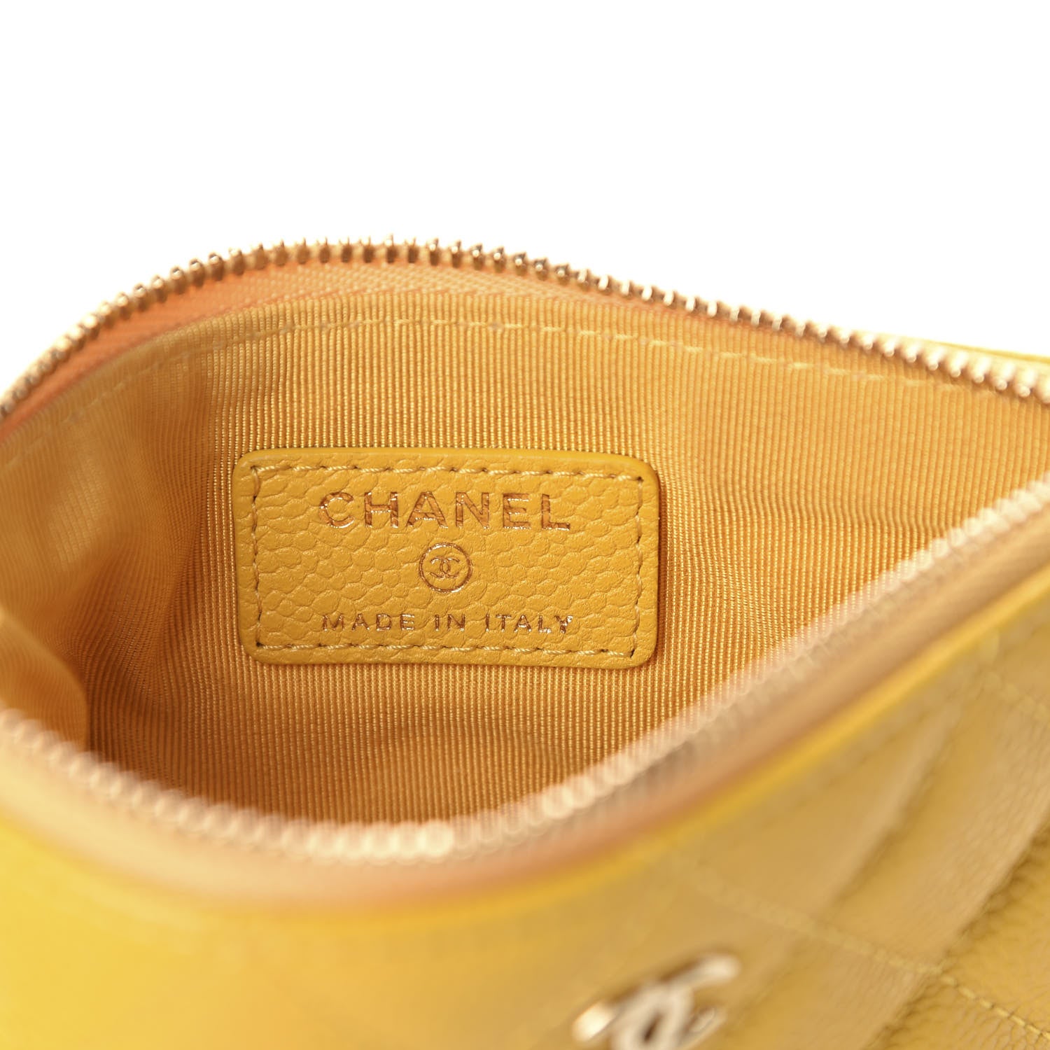 Chanel Caviar Quilted Small Cosmetic Case Yellow 6 of 8