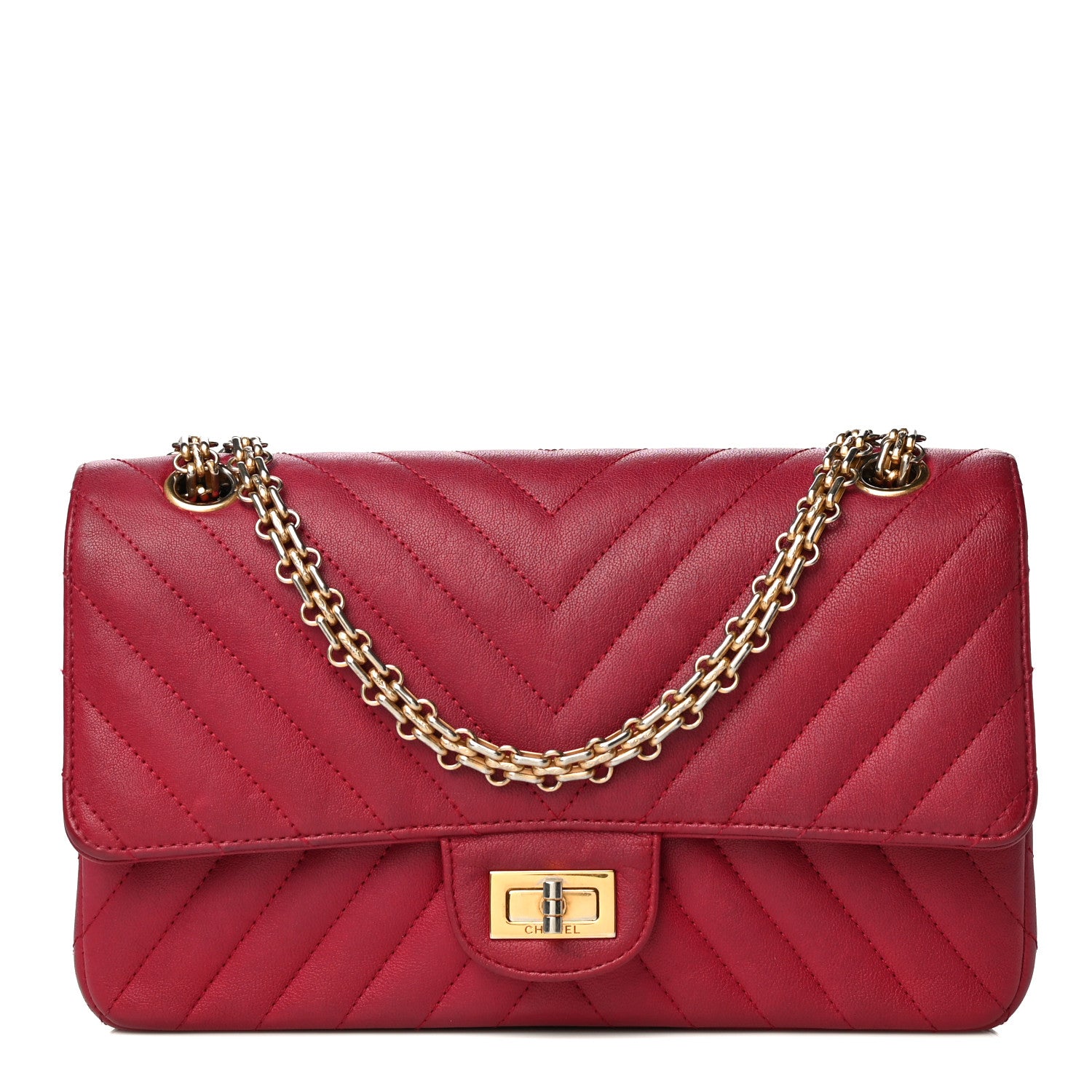 Chanel Calfskin Chevron Quilted 2.55 Reissue 225 Flap Red 1 of 25
