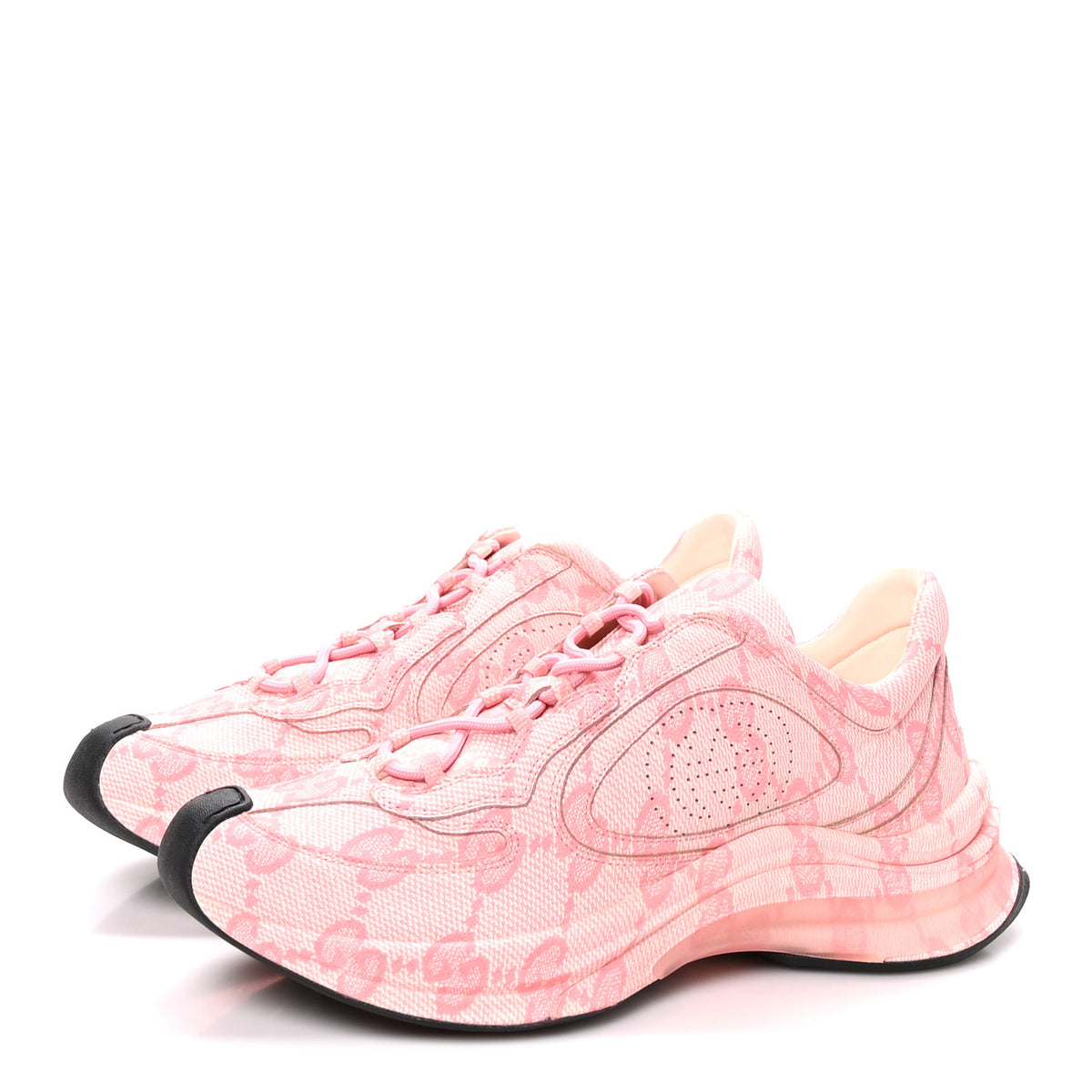 Gucci Ultralight Plume Calfskin Monogram Printed Womens Gucci Run Sneakers 39 Pale Pink 4 of 10