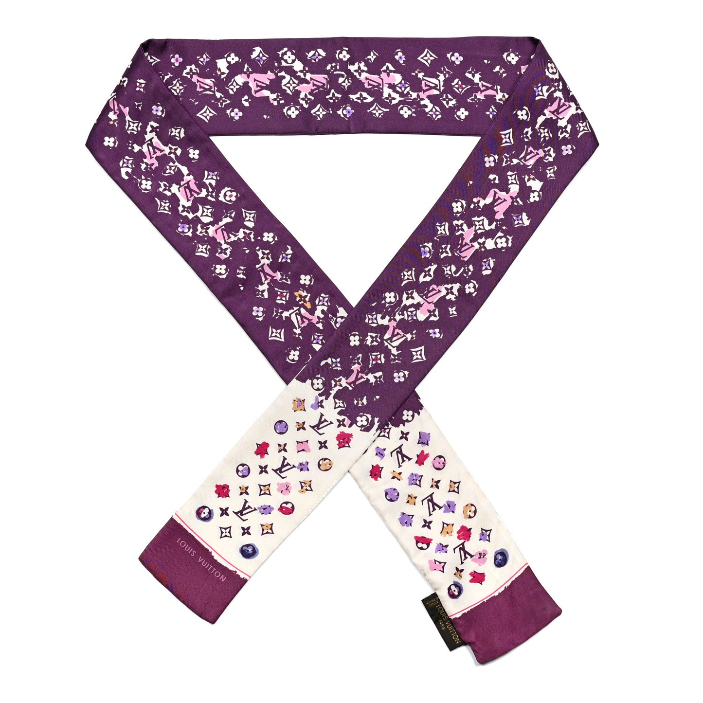 Silk Monogram Splash Bandeau Purple