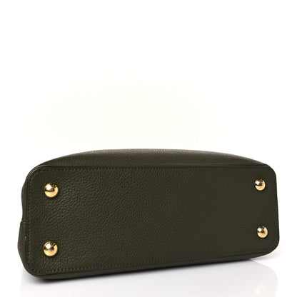 Louis Vuitton Taurillon Capucines MM Smokey Brown Green Creme Pink 4 of 8