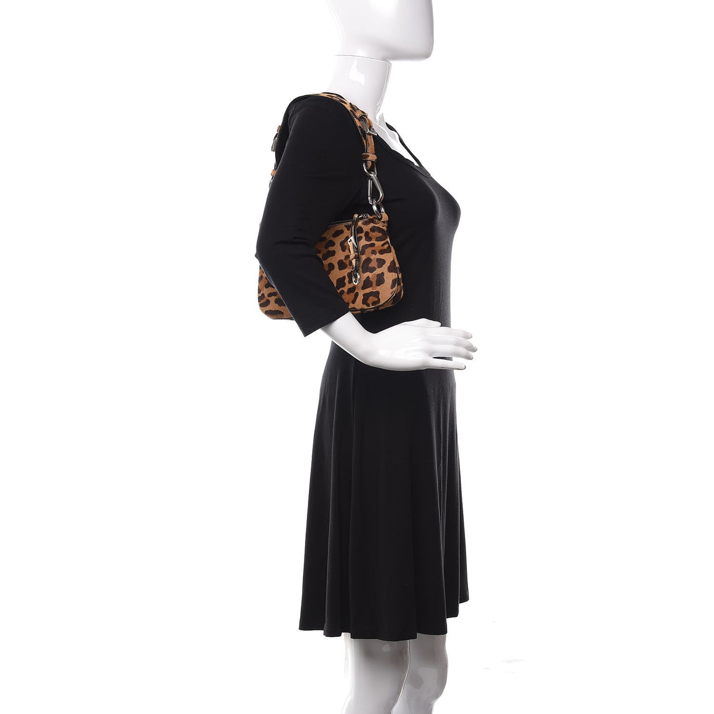Calf Hair Leopard Print Shoulder Bag Miele Moro