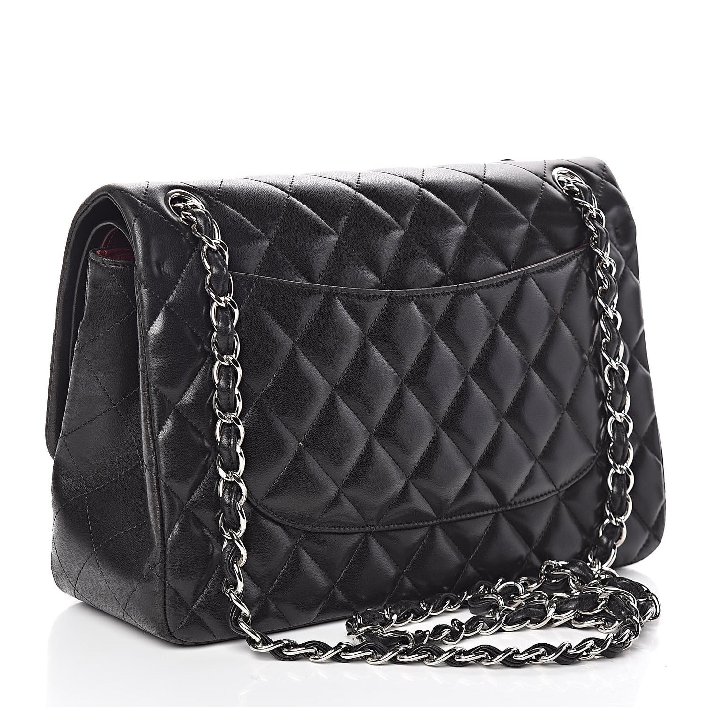 Lambskin Quilted Jumbo Double Flap Black