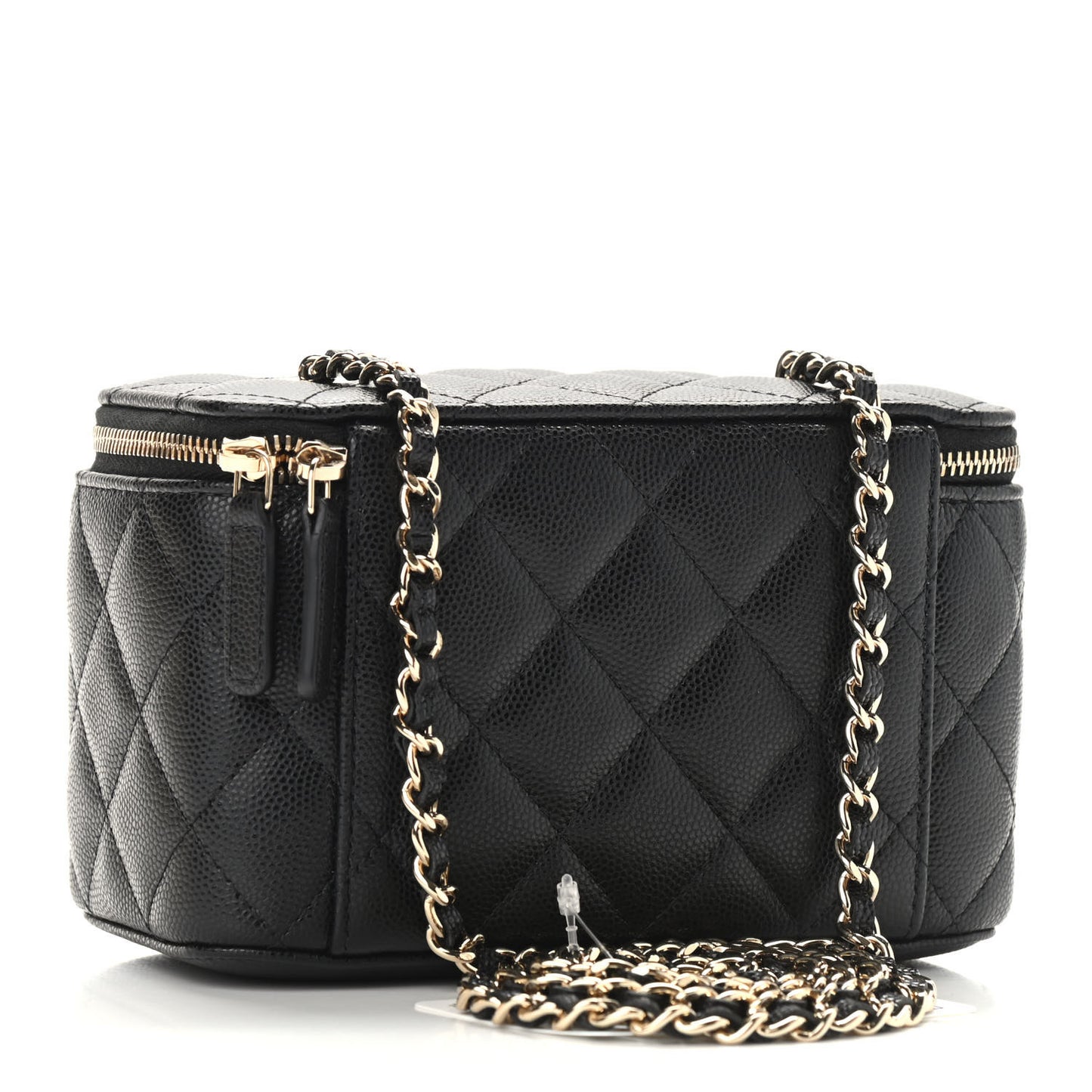 Caviar Quilted Small Vanity Case With Chain Black