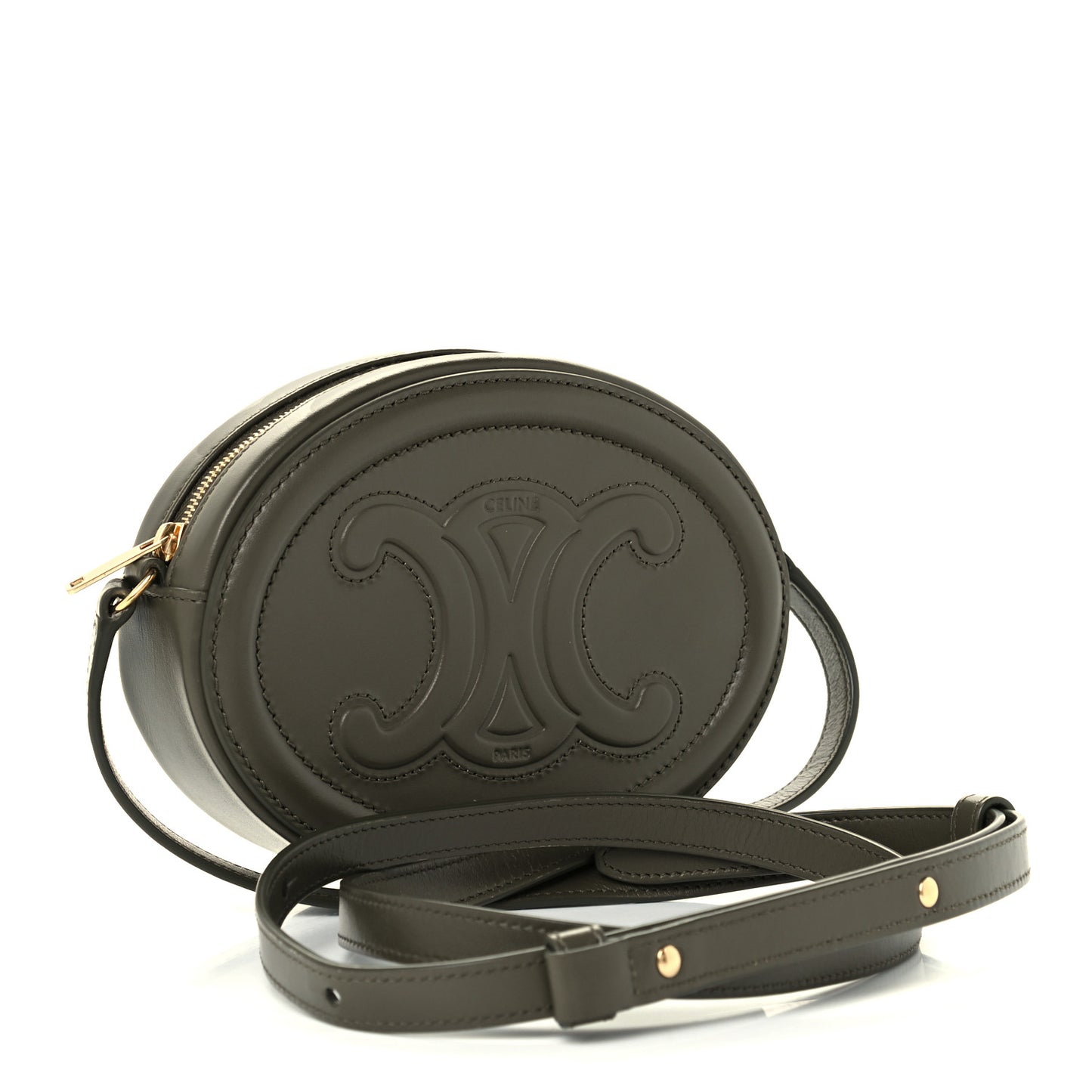 Smooth Calfskin Cuir Small Triomphe Oval Purse Crossbody Light Jade