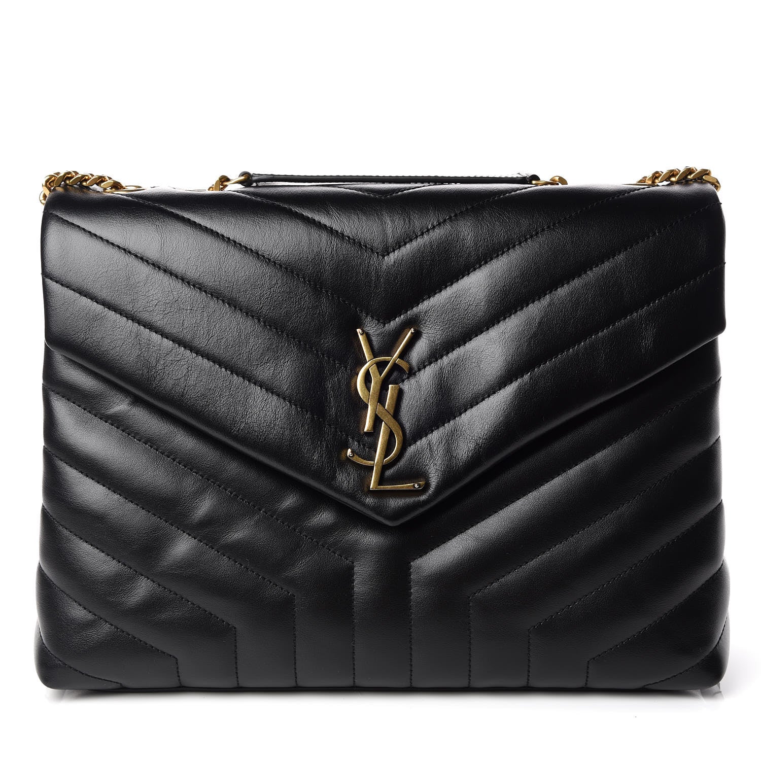 Saint Laurent Calfskin Y Quilted Monogram Medium Loulou Chain Satchel Black 1 of 7