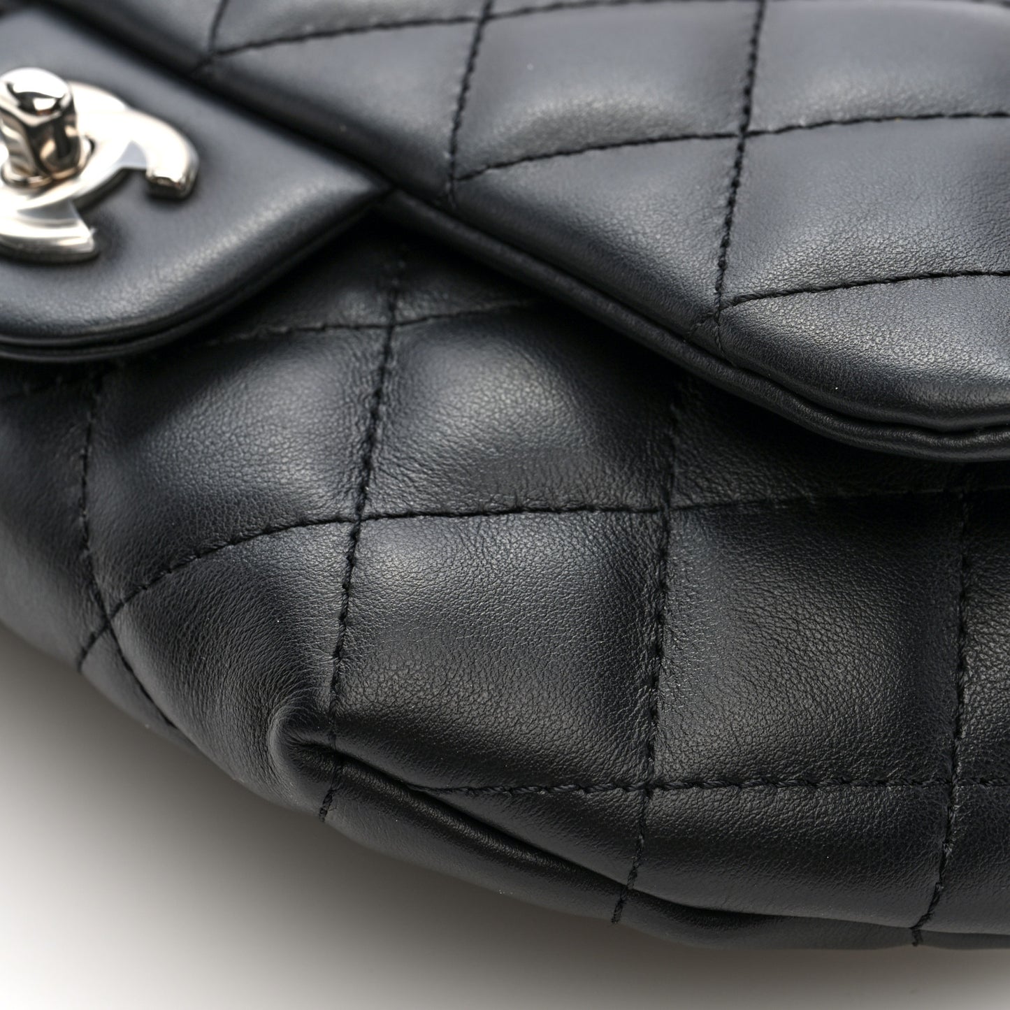 Calfskin Quilted CC Uniform Flap Belt Bag Black