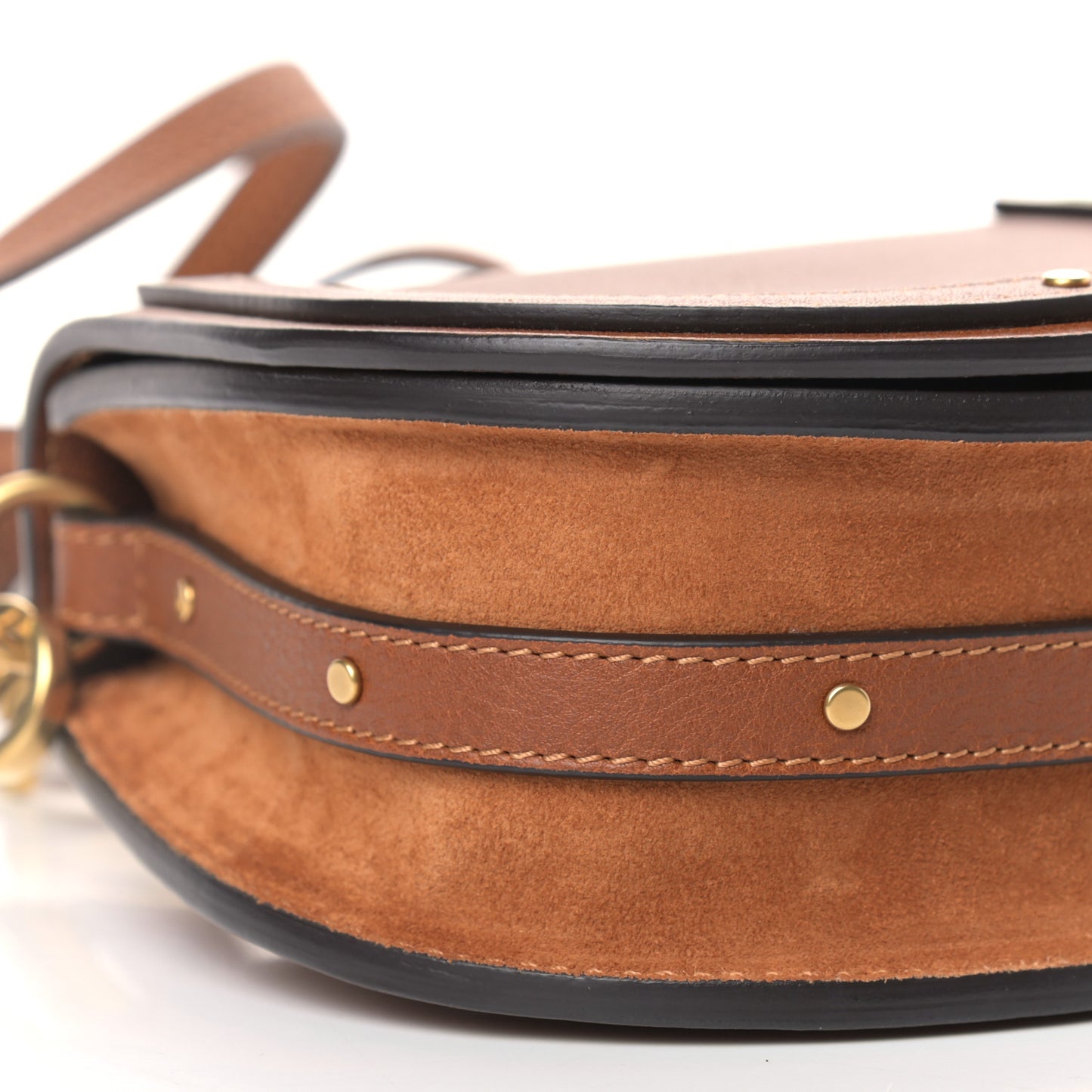 Calfskin Suede Small Nile Bracelet Bag Caramel