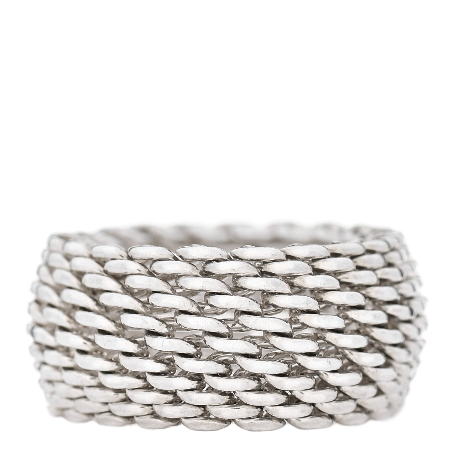 Tiffany Sterling Silver Somerset Mesh Ring 55 7.25 1 of 3