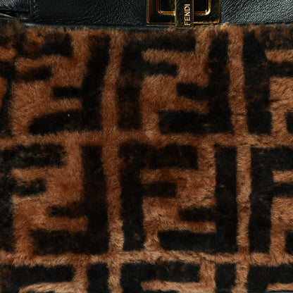 Fendi Shearling Nappa Macro FF 1974 Mini Peekaboo Iconic Satchel Tobacco Black 7 of 7
