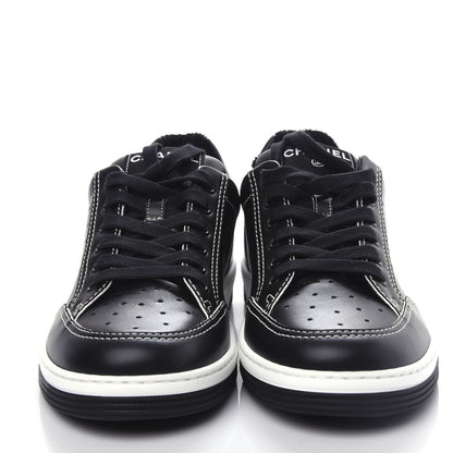 Chanel Calfskin Womens Logo Sneakers 38 Black White 5 of 11