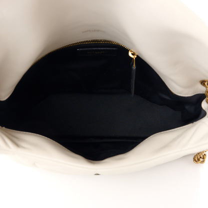 Saint Laurent Lambskin Quilted Medium Loulou Puffer Monogram Chain Satchel Crema Soft 5 of 12