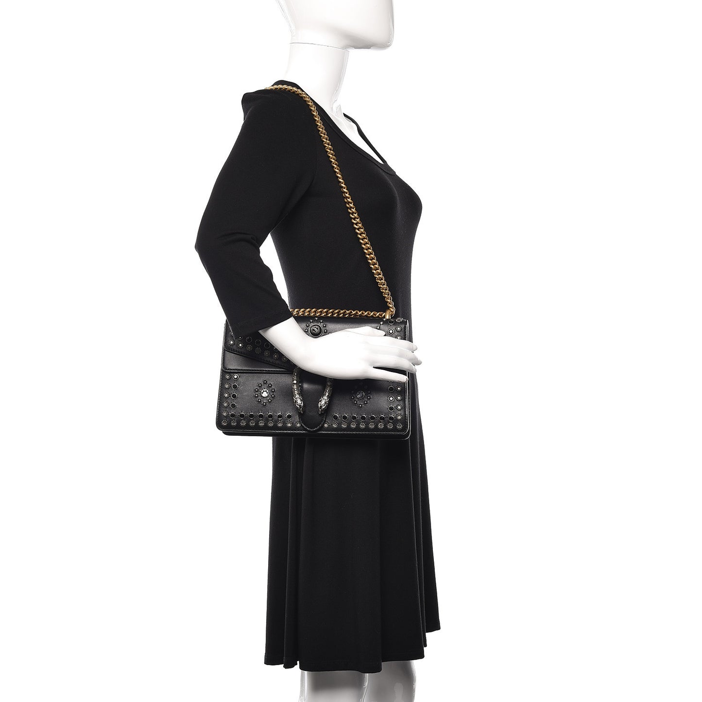 Calfskin Studded Small Dionysus Shoulder Bag Black