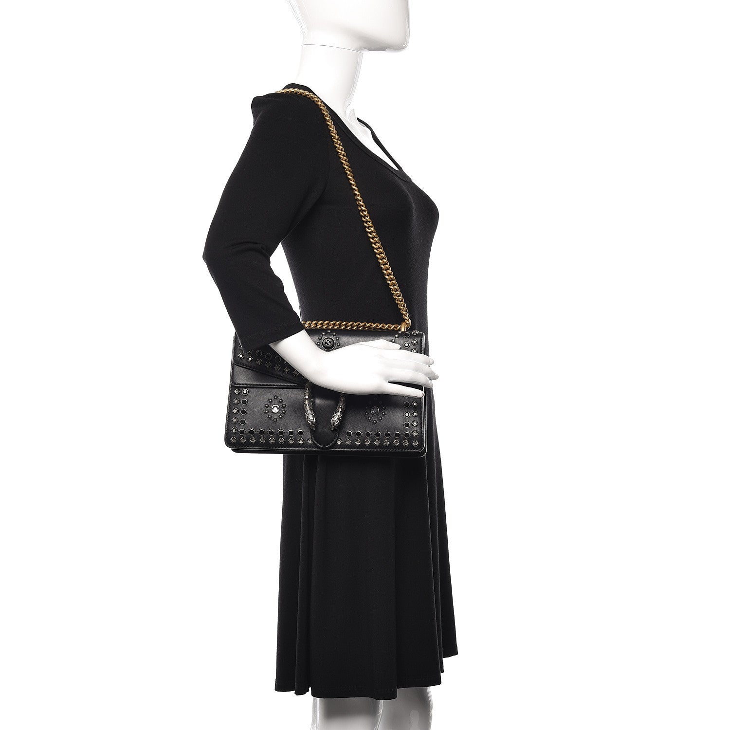Gucci Calfskin Studded Small Dionysus Shoulder Bag Black 2 of 14