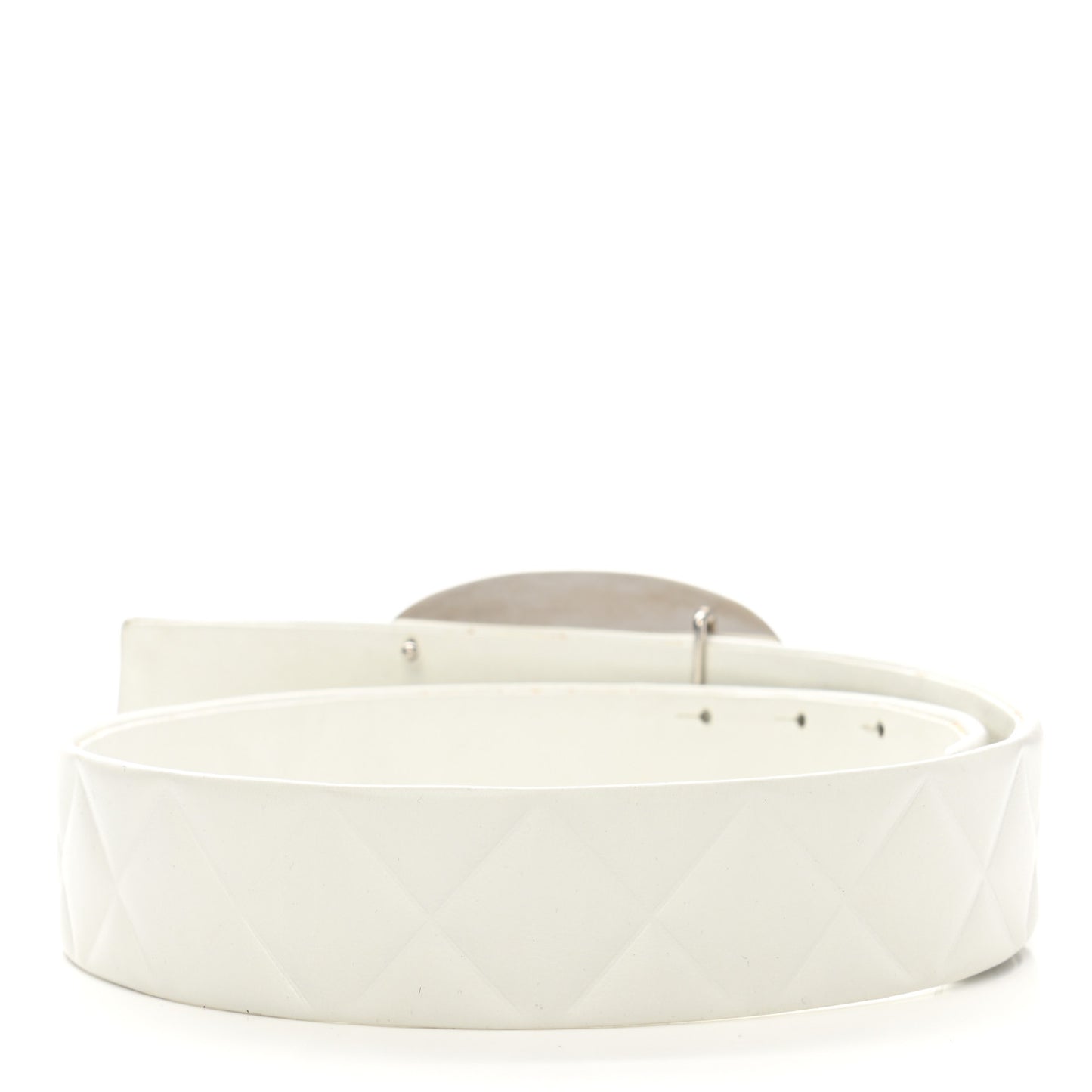Lambskin Quilted CC Belt 70 28 White