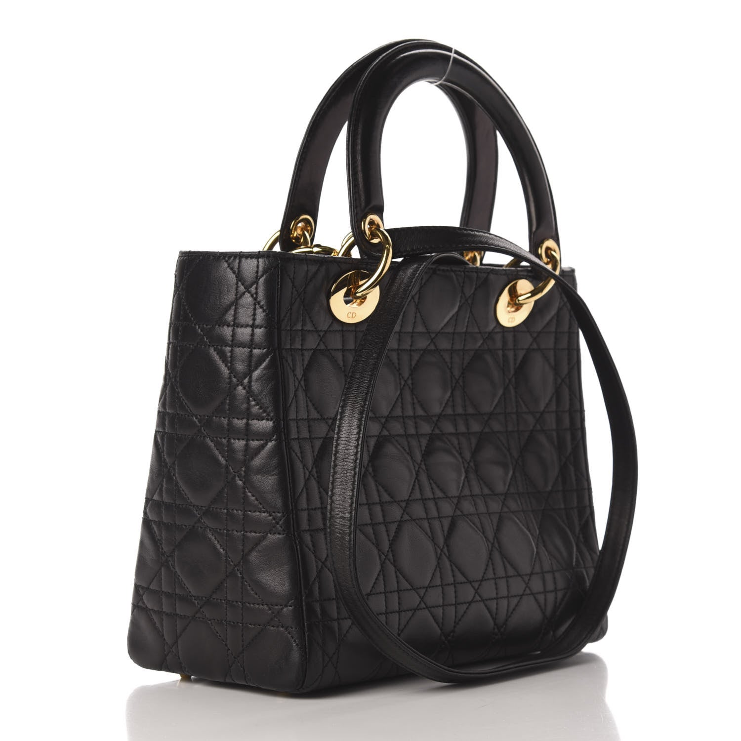 Christian Dior Lambskin Cannage Medium Lady Dior Black 3 of 9