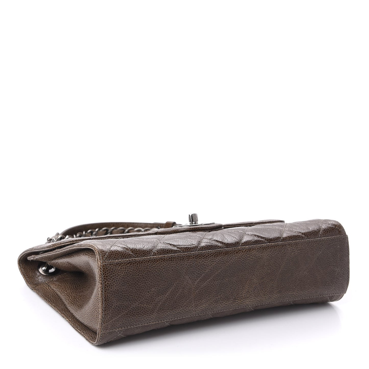 Crumpled Grained Calfskin Medium CC Crave Flap Brown