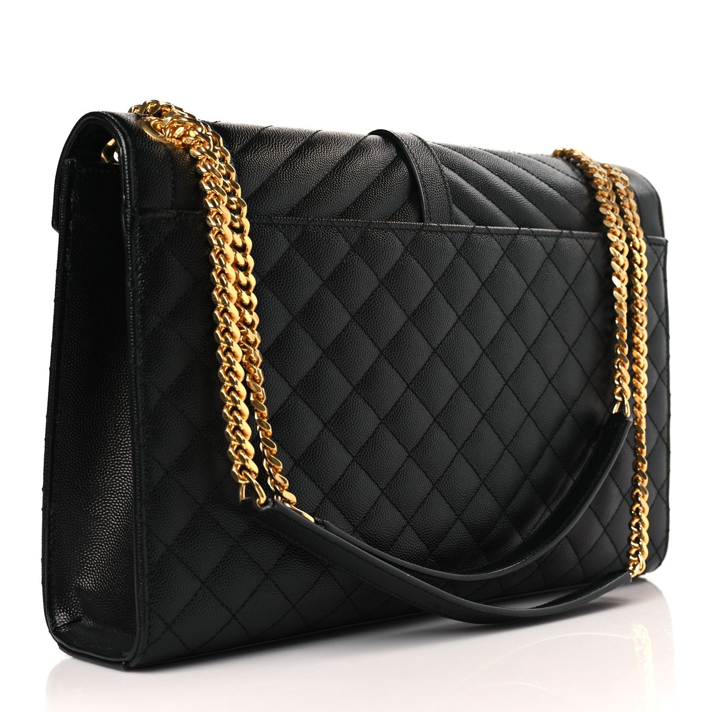 Grain De Poudre Textured Mixed Matelasse Large Triquilt Monogram Satchel Black