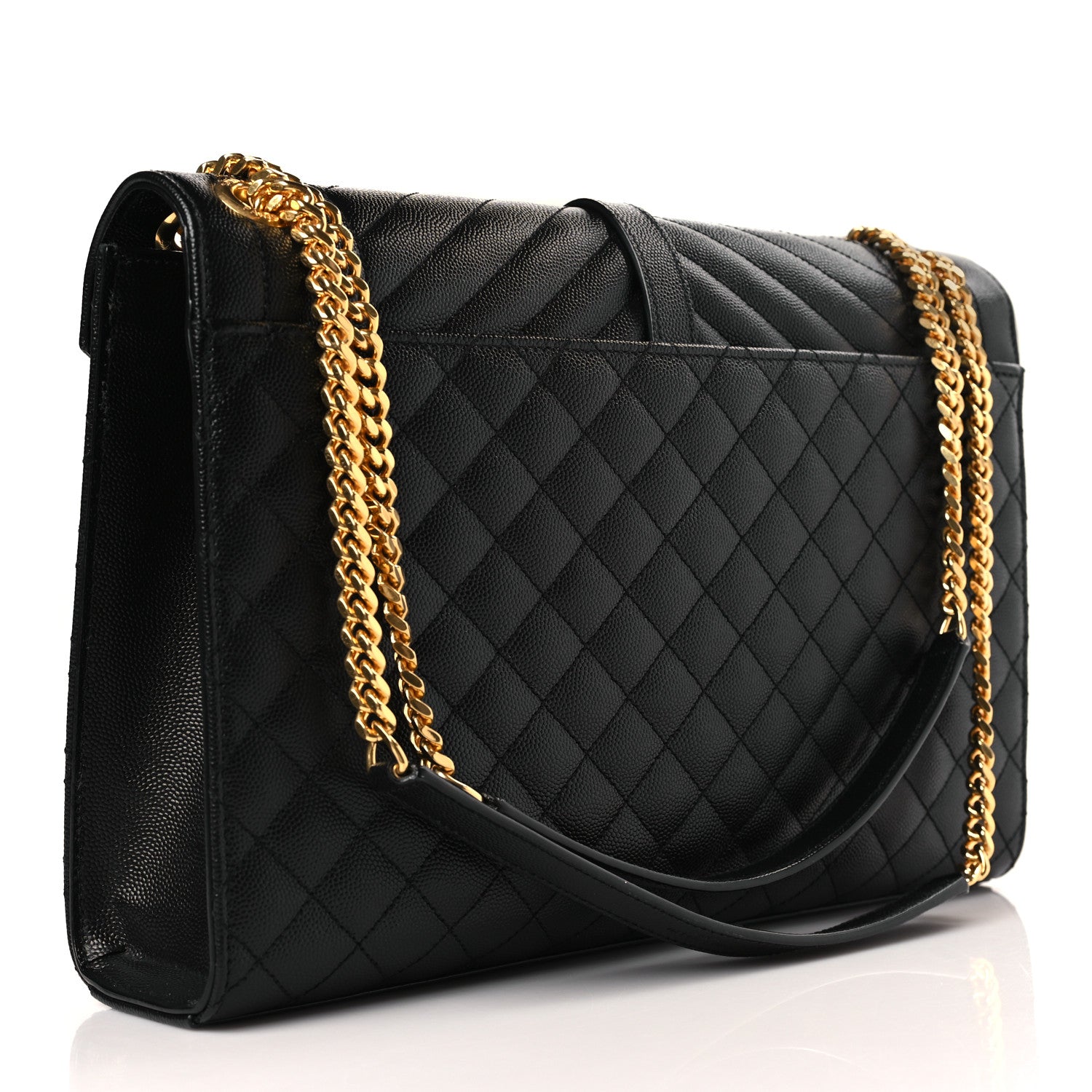 Saint Laurent Grain De Poudre Textured Mixed Matelasse Large Triquilt Monogram Satchel Black 3 of 8