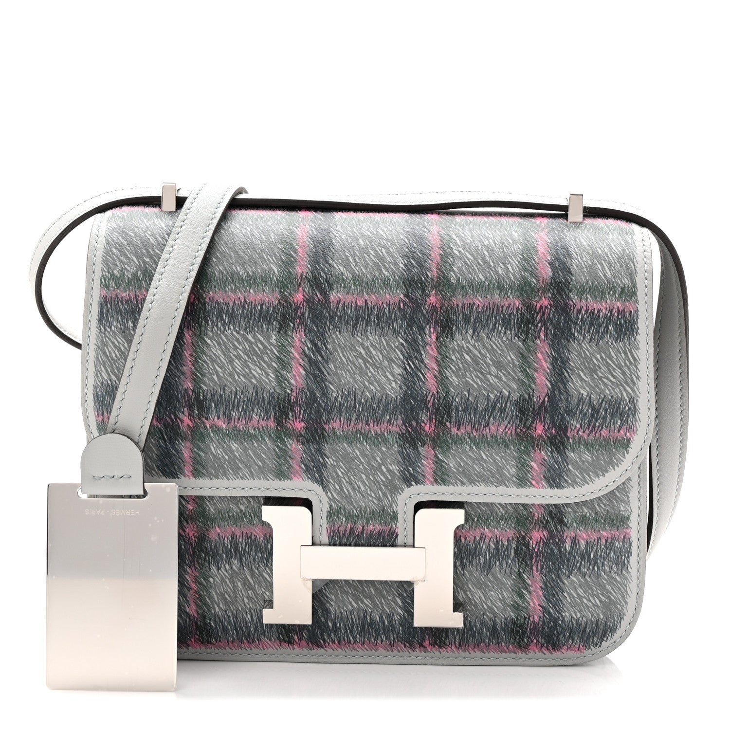 Hermes Swift Tartan Printed Constance 18 Bleu Glacier 3 of 12