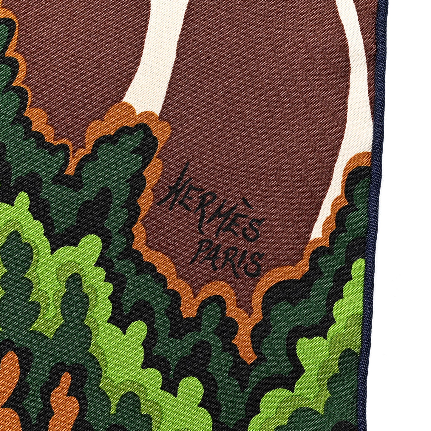 Silk The Three Graces Scarf 90 Bleu Vif Marron Vert