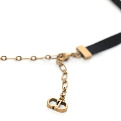 Christian Dior Grosgrain Ribbon Dior Logo Choker Necklace Black 3 of 3