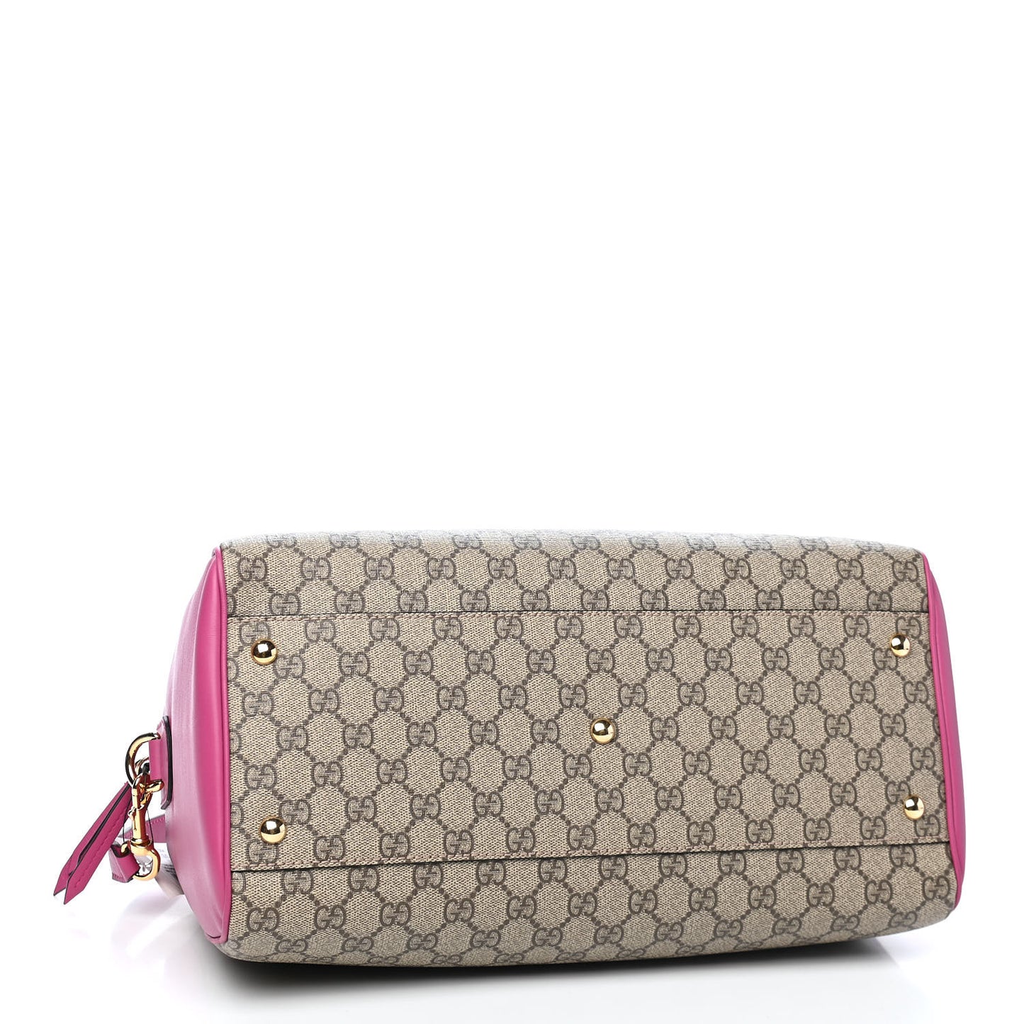 GG Supreme Monogram Medium Boston Beige Hibiscus Red New Rosette