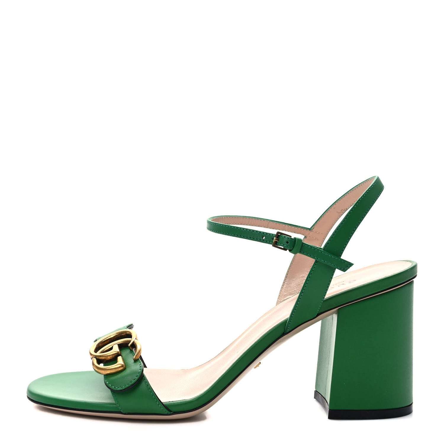 Gucci Lifford Calfskin GG Marmont Ankle Wrap 75mm Sandals 40 New Shamarock 1 of 8