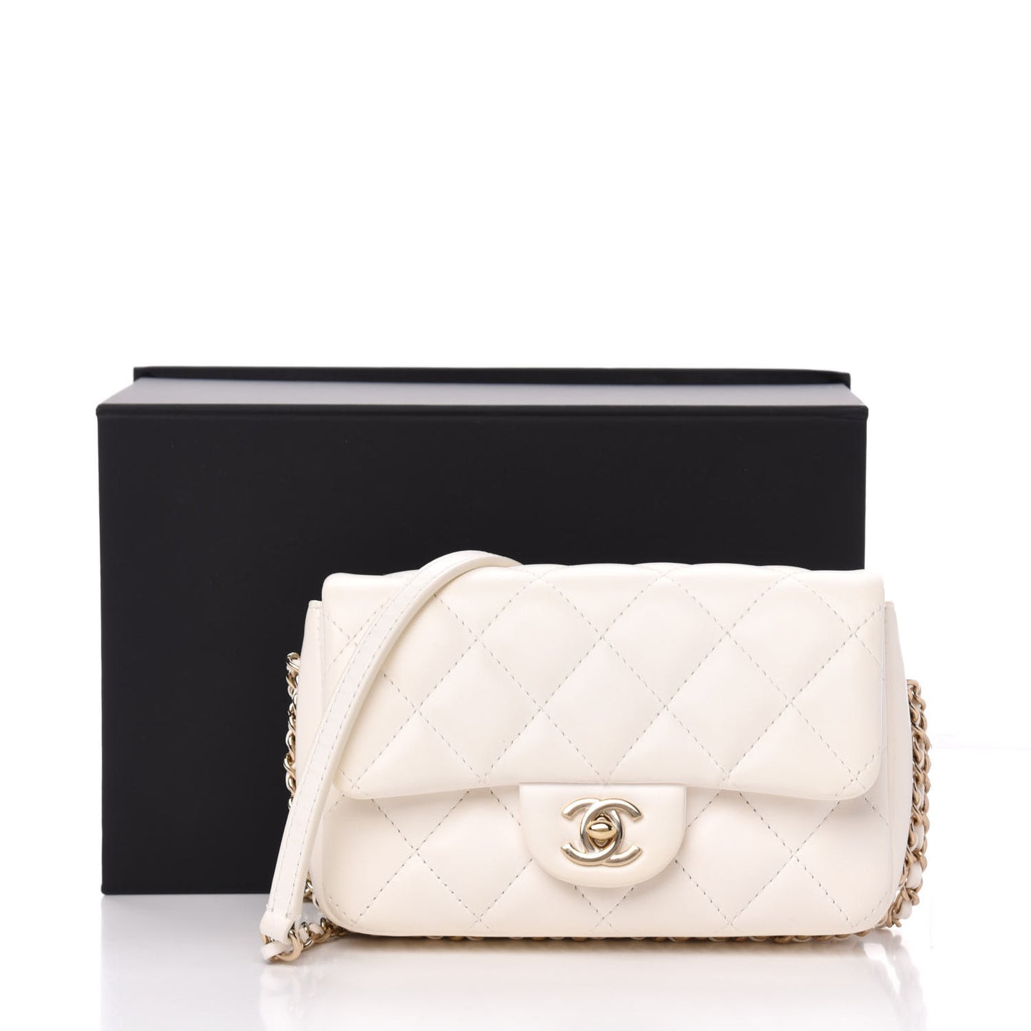Lambskin Quilted Mini My Precious Flap White