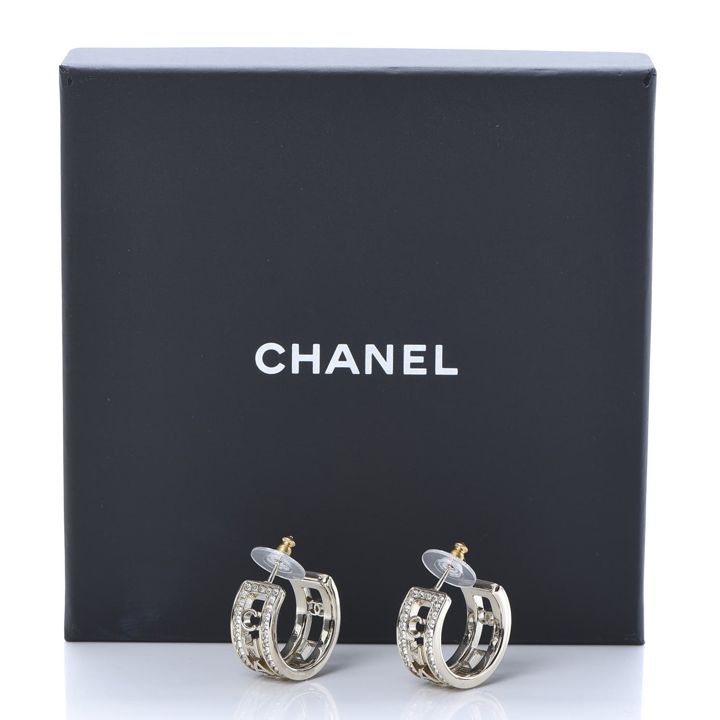 Metal Crystal Bow-tiful CC Hoop Earrings Gold