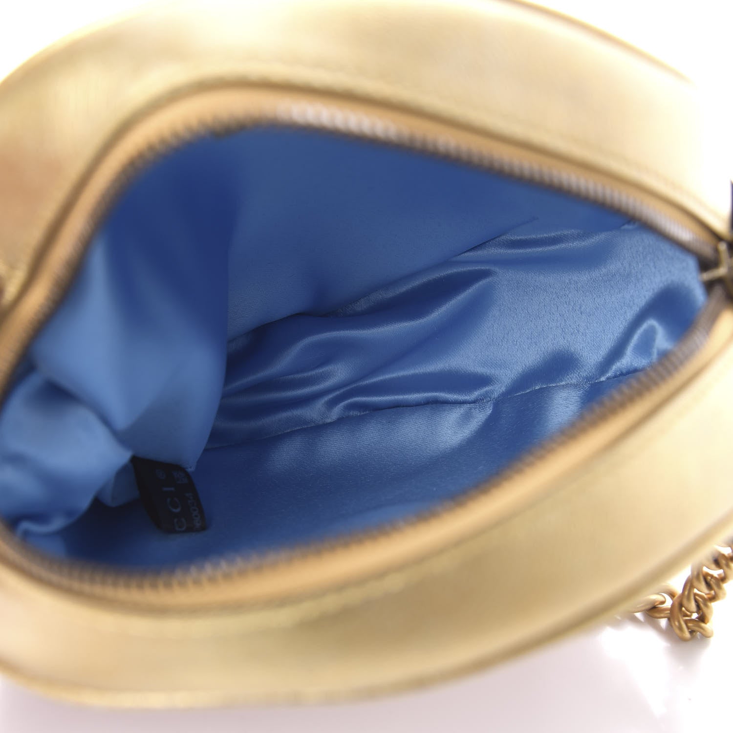 Gucci Metallic Calfskin Matelasse Mini GG Marmont Round Shoulder Bag Gold Pink 5 of 10