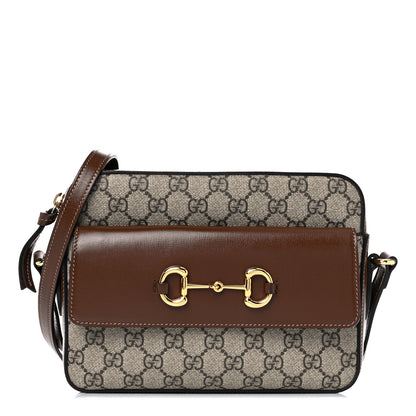 Gucci GG Supreme Monogram Small Horsebit 1955 Shoulder Bag Beige Brown Sugar 1 of 12