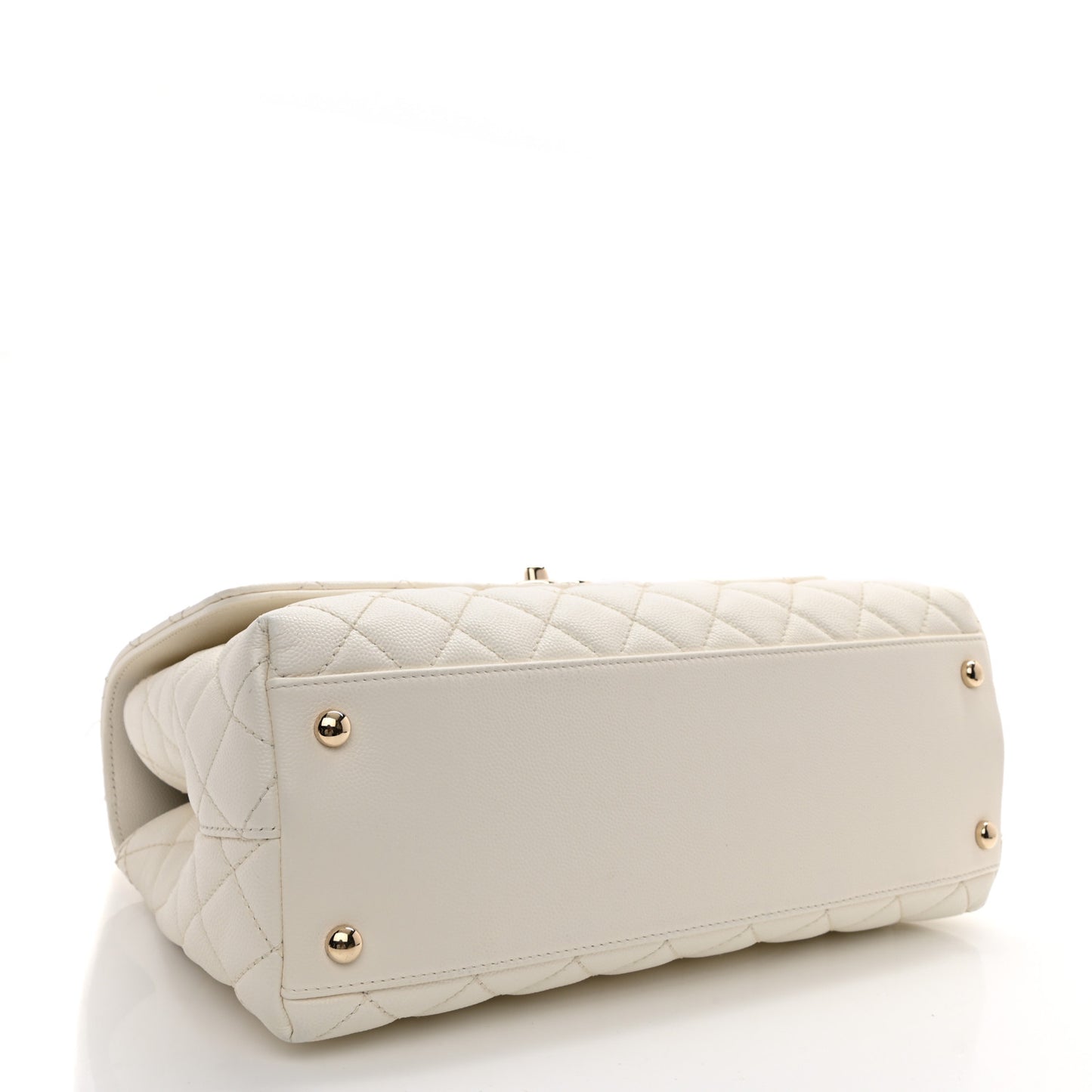 Caviar Quilted Small Coco Handle Flap White