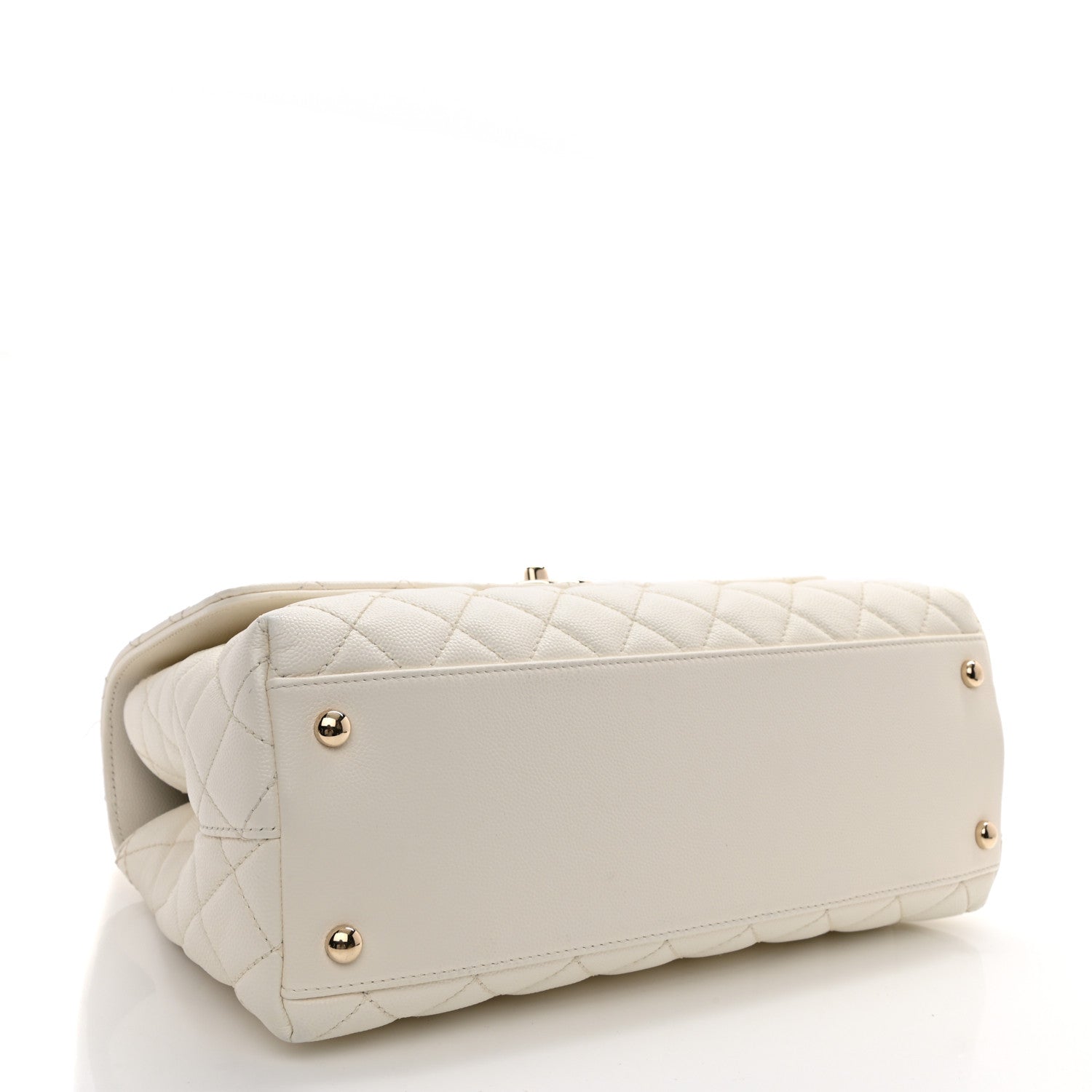 Chanel Caviar Quilted Small Coco Handle Flap White 6 of 17