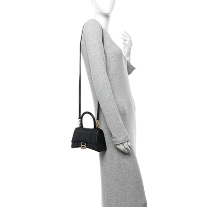 Balenciaga Shiny Box Calfskin Hourglass Top Handle Bag XS Black 2 of 9